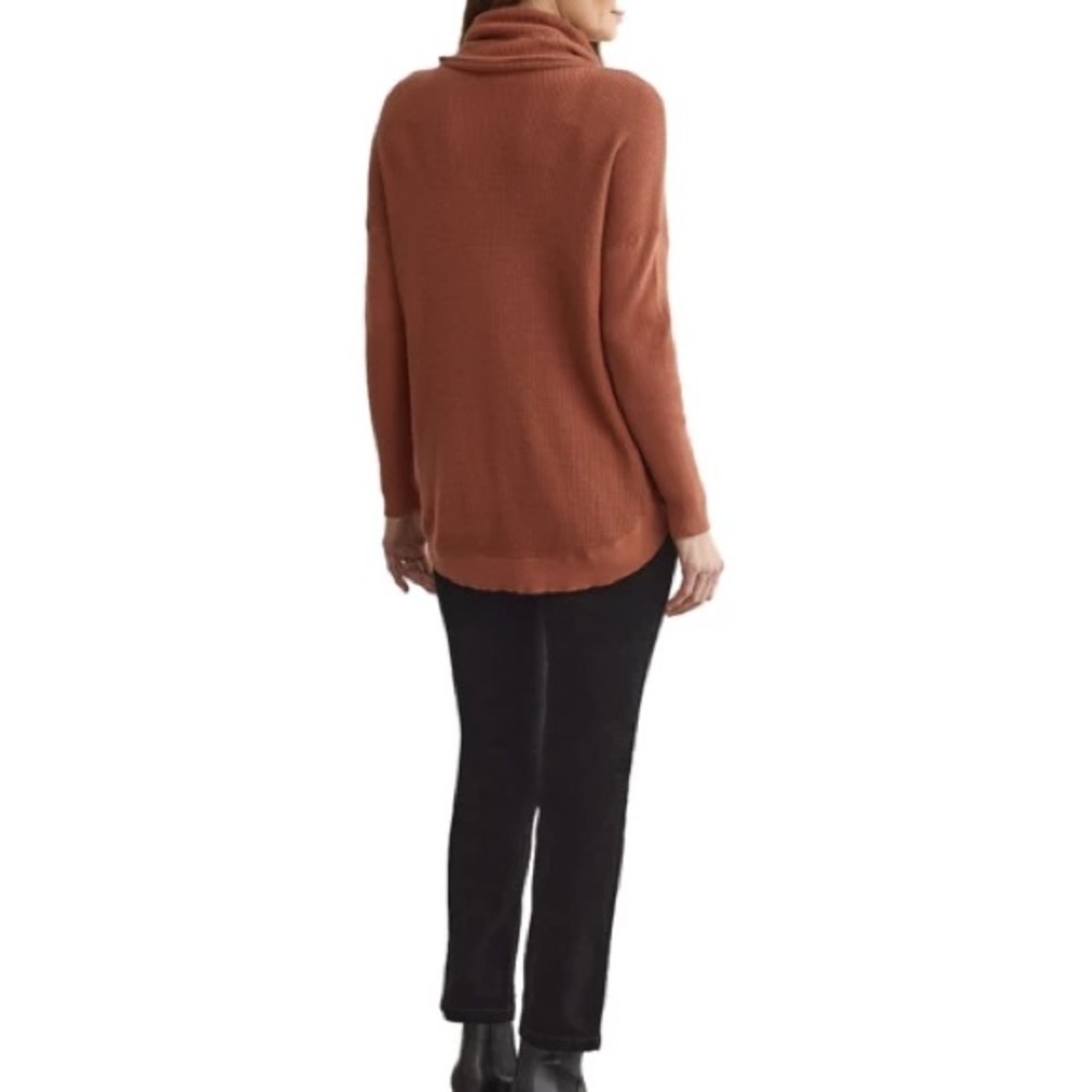 Tribal Pullover Cowl Neck Sweater in burnt orange, Size Small - Picture 7 of 7